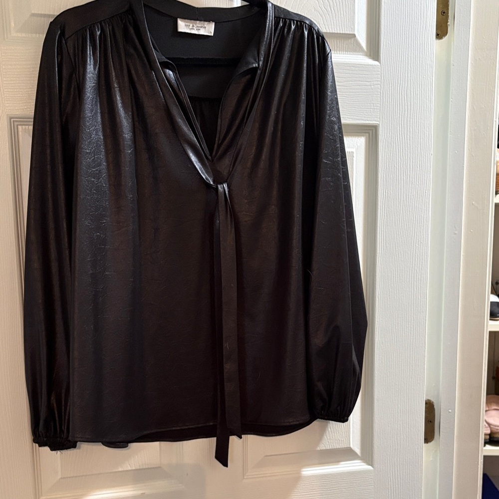 Lola & Sophie Charcoal Satin Top with Neck Detail